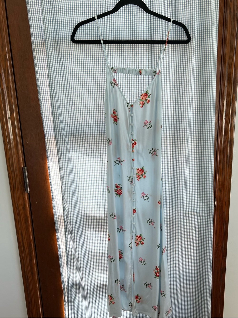 Forever 21 Light Blue Floral Midi Slip Dress